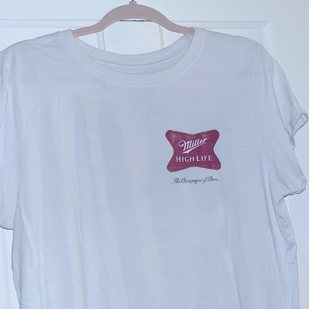 White Miller Lite Beer Tee